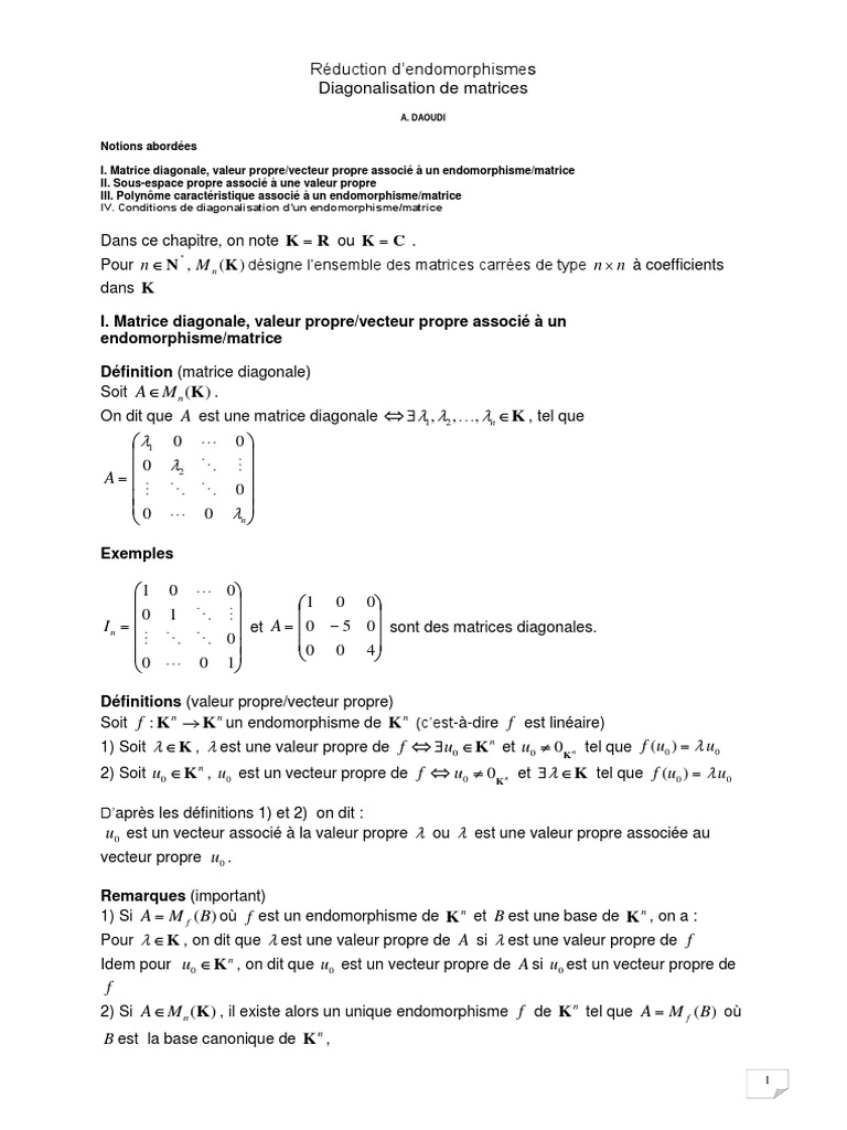 Diagonalisation de Matrices et Valeurs Propres | PDF | Valeur propre ...