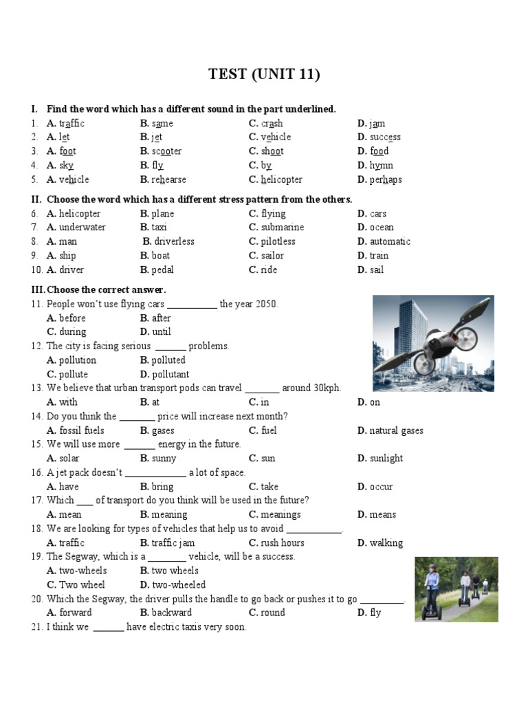TEST Unit 11 G7 | PDF | Transport | Train