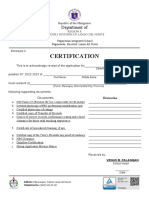 Applicants Certification