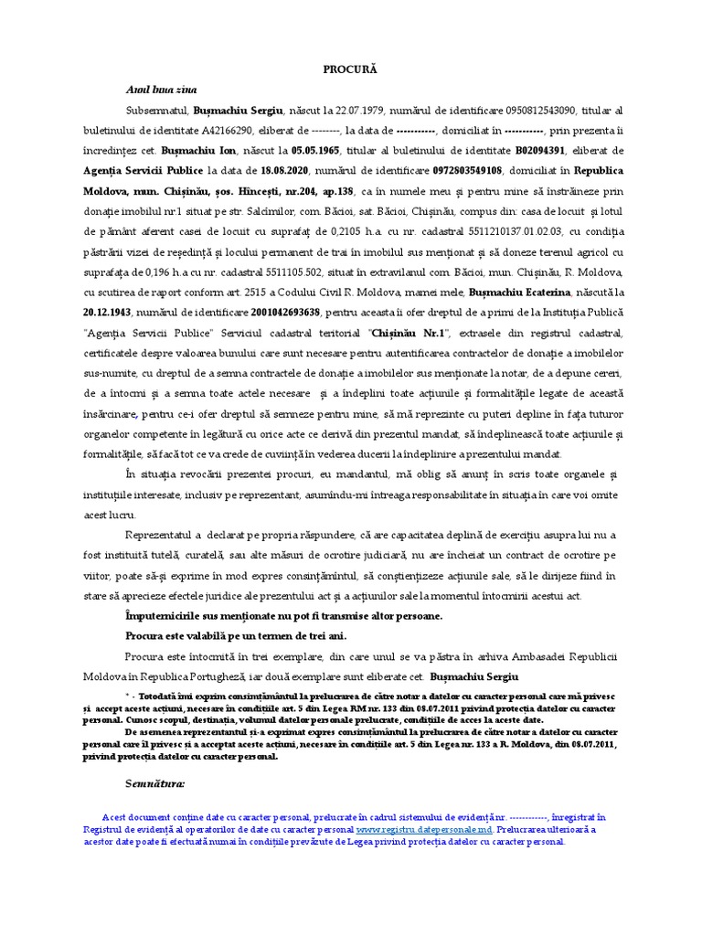 Procura Donatie Model | PDF