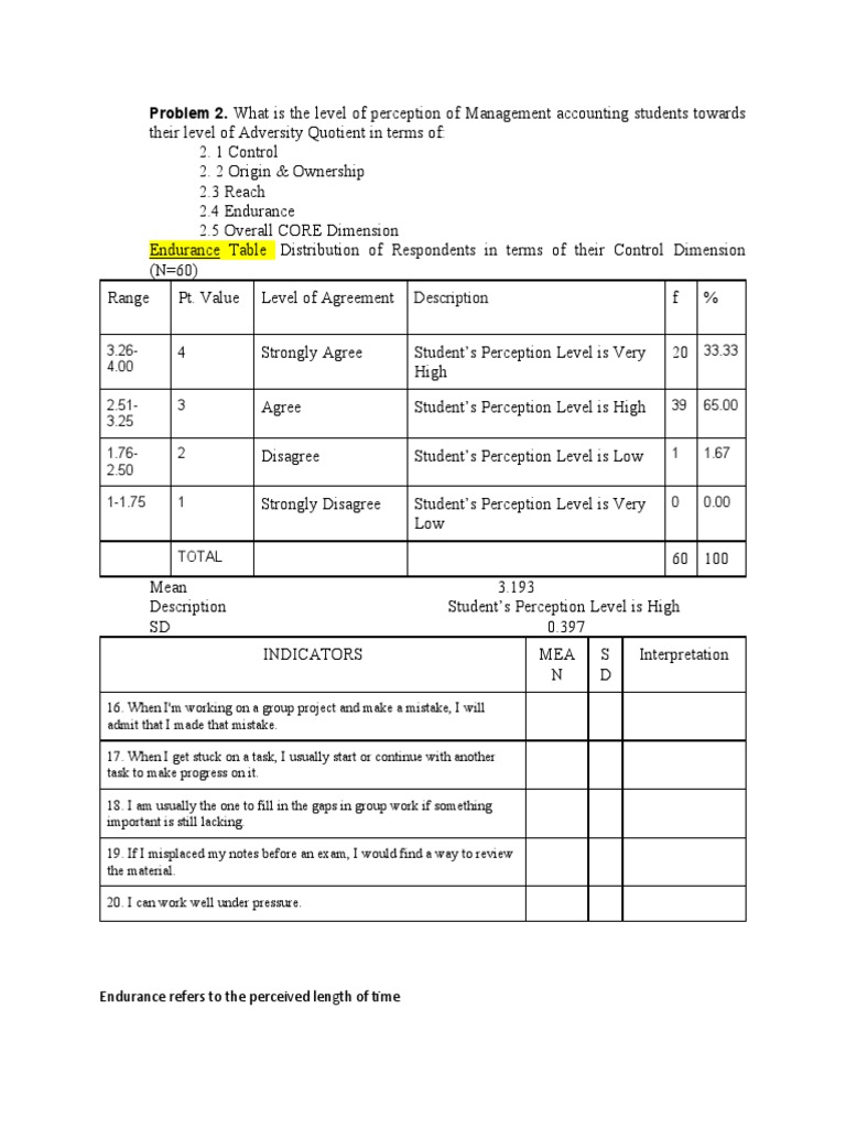 ENDURANCE PDF Behavior Modification Cognitive Psychology