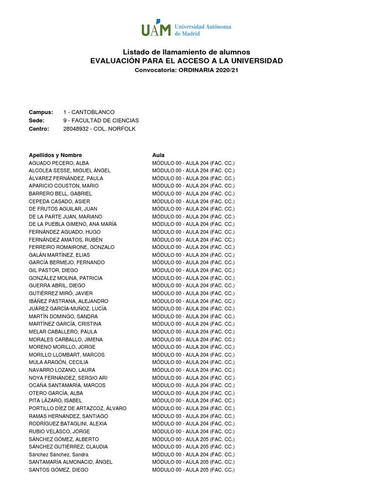 Ubicacionalumnossedesaulas-CampusCantoblanco PUBLICAR | PDF