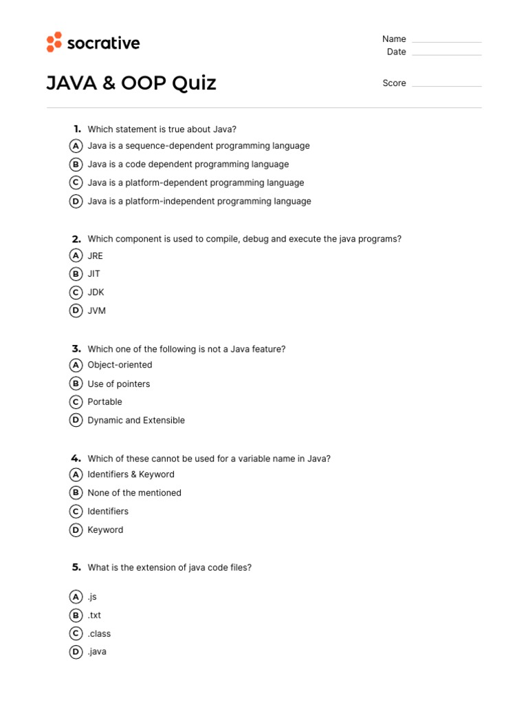 quiz-java-oop-quiz-pdf-java-programming-language-integer