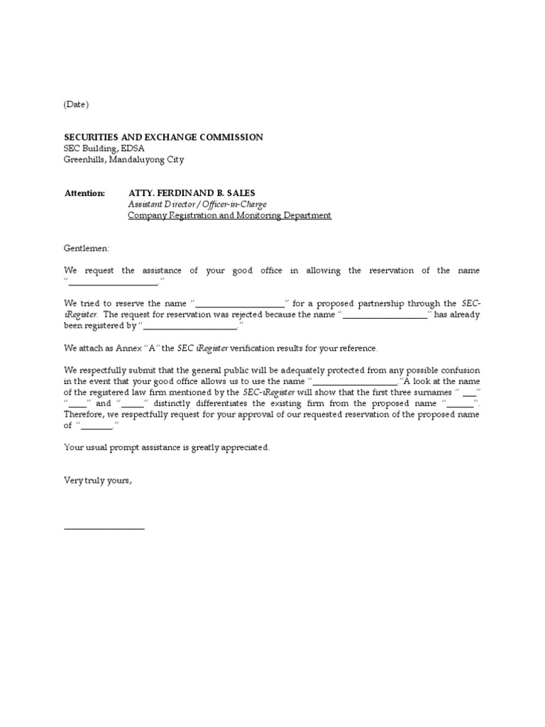 Name Reservation Appeal to SEC | PDF | U.S. Securities And Exchange ...