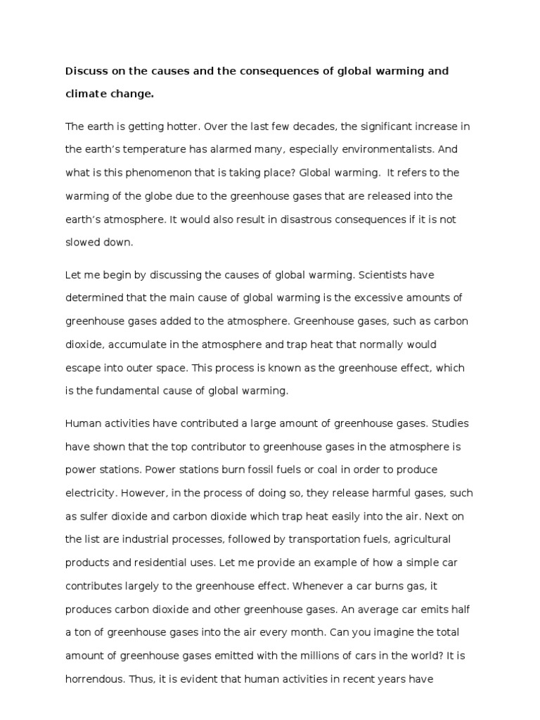 Short Essay on Global Warming