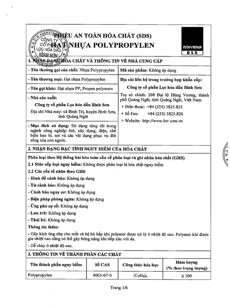 MSDS C A PP3110 | PDF