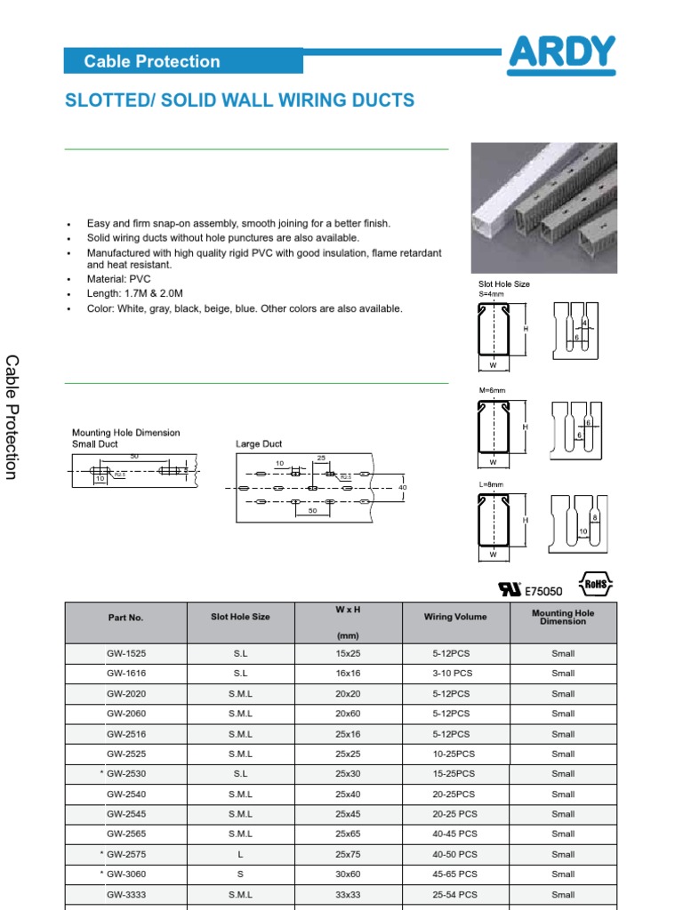 Cable Duct Specifications and Options | PDF