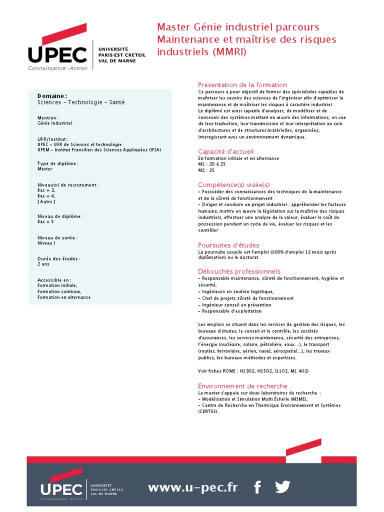 Master MMRI : Maintenance et Risques Indus | PDF | Master (diplôme ou ...