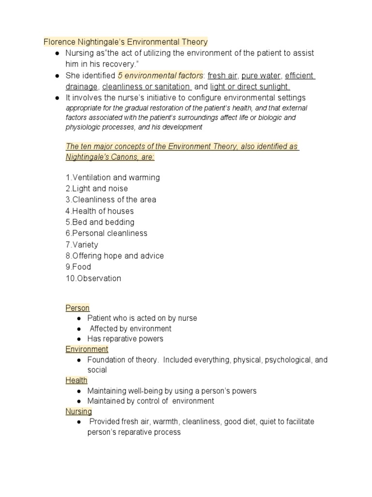 Florence Nightingales Environmental Theory Pdf