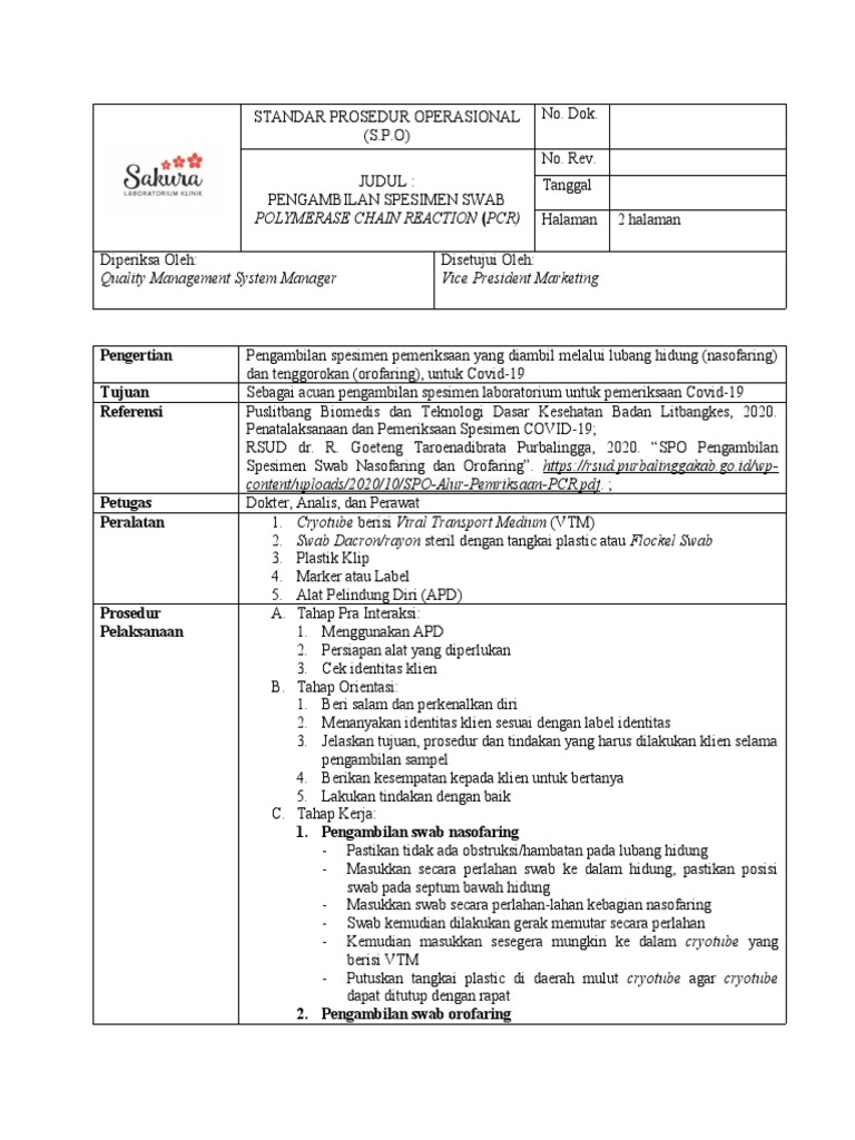 Sop PCR | PDF
