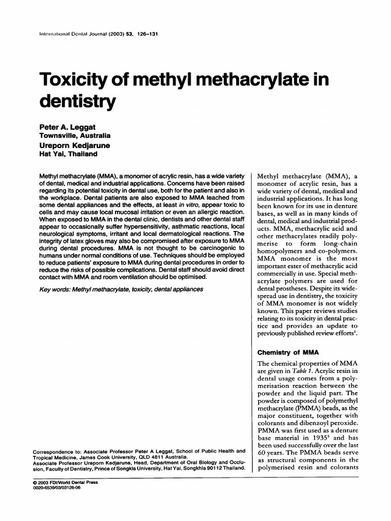 Articulo Metil Metacrilato PDF Poly(Methyl Methacrylate) Dentures