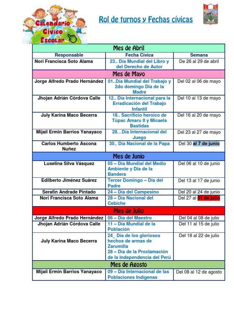 Calendario c vico escolar ela 2022 pdf per am rica del sur