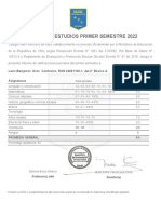 Informe de Estudios Primer Semestre 2022: León Benjamín Aros Contreras, RUN 24661149-1, Del 2° Básico A. Asignaturas