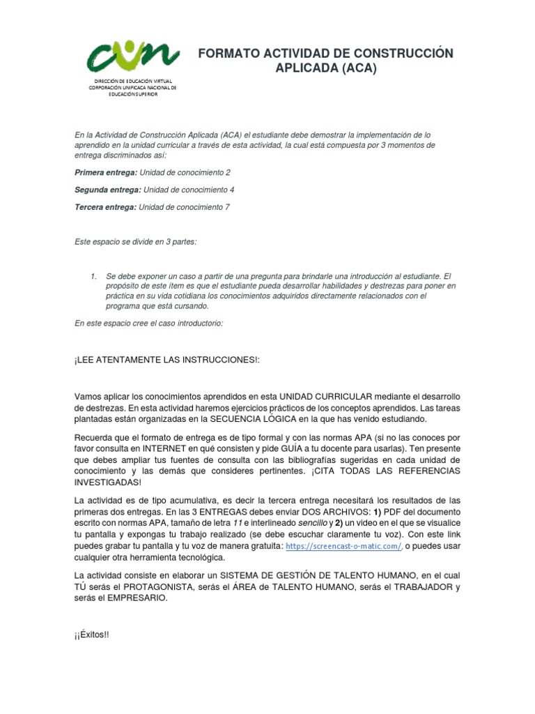 Aca Principios De Gestión Del Talento Humano Pdf Business
