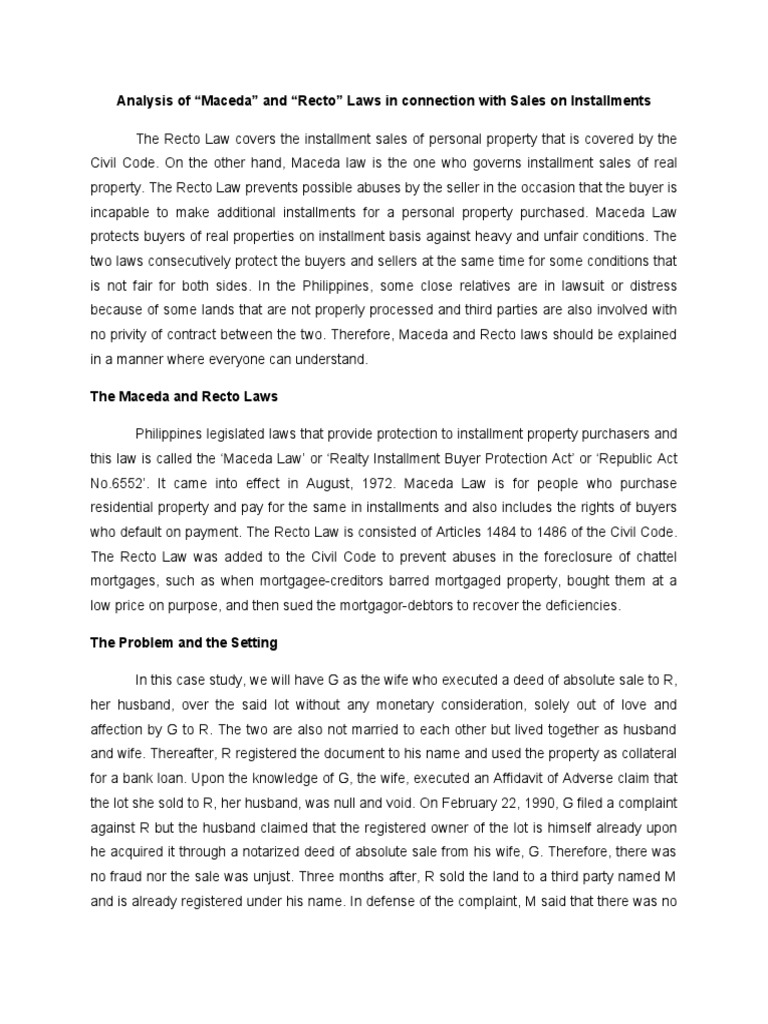 CaseStudy MacedaRecto Law GidesahFortuna PDF Foreclosure Private Law