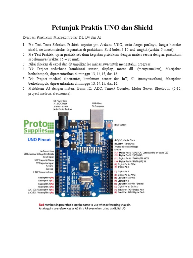 Petunjuk Praktis UNO Dan Shield | PDF | Light Emitting Diode | Equipment