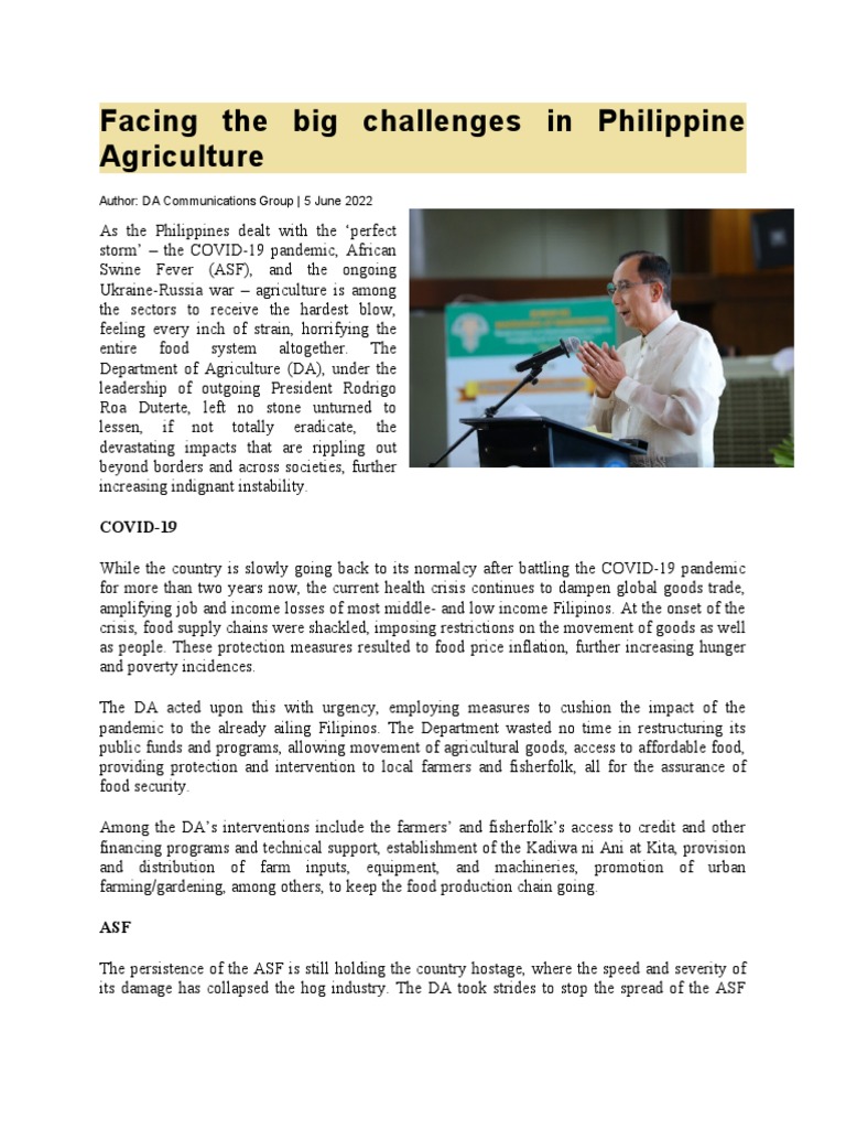 Challenges in Philippine Agriculture 2022 | PDF | Food Security | Rice