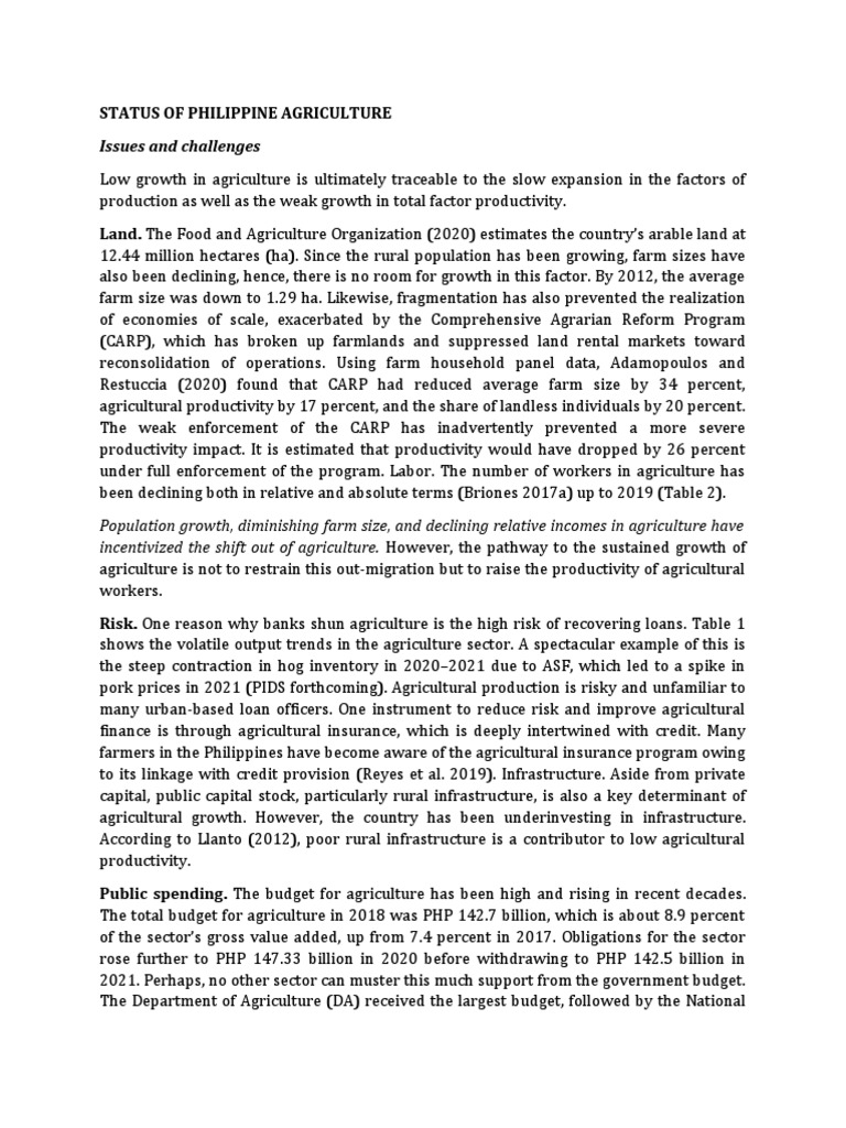 Current Challenges in Philippine Agriculture | PDF | Agriculture ...
