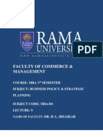 MBA 3rd SEMESTER COURSE ON BUSINESS POLICY & STRATEGIC PLANNING