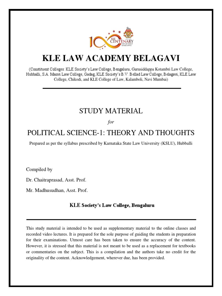 KLE Political Science Study Material | PDF | Science | Political Science