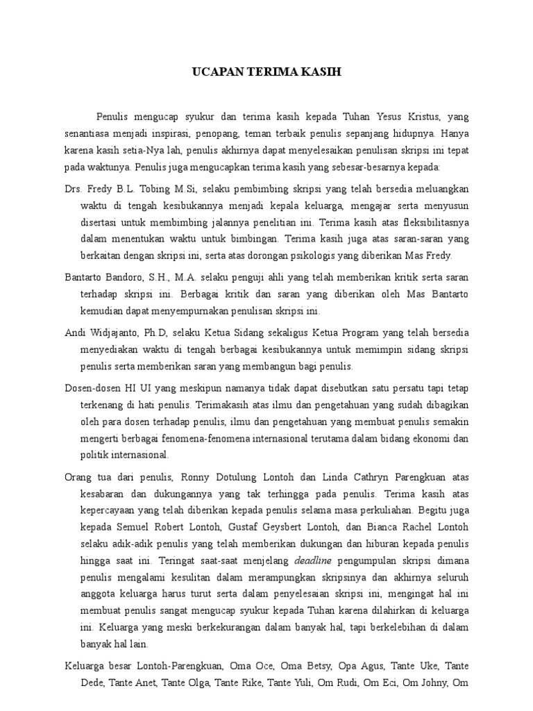 Contoh Ucapan Terimakasih Skripsi