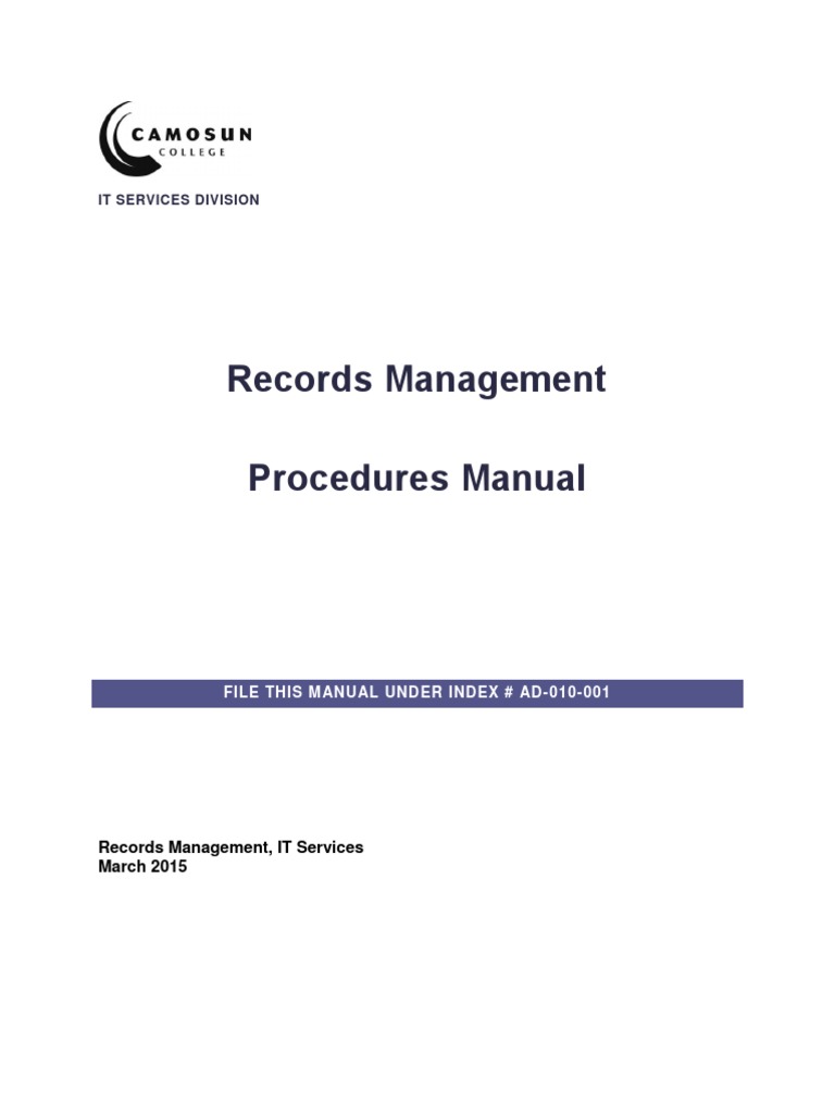 Records Management Procedures Manual It Services Division PDF