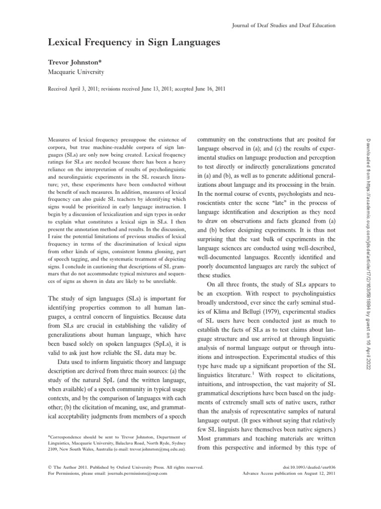 Johnson 2011 | PDF | Linguistics | Lexicon