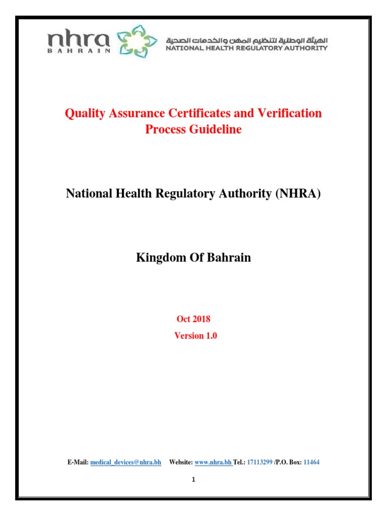 MDR Guideline Quality Assurance Certificates and Verification