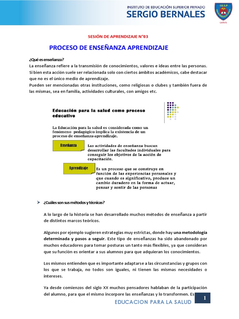 Semana 3 Educacion para La Salud V01 | PDF | Aprendizaje | Método de ...
