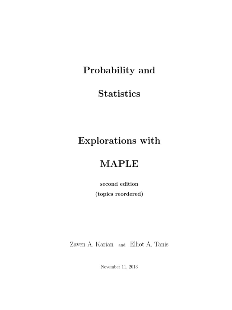 Probability and Statistics Explorations With Maple | PDF | Probability ...
