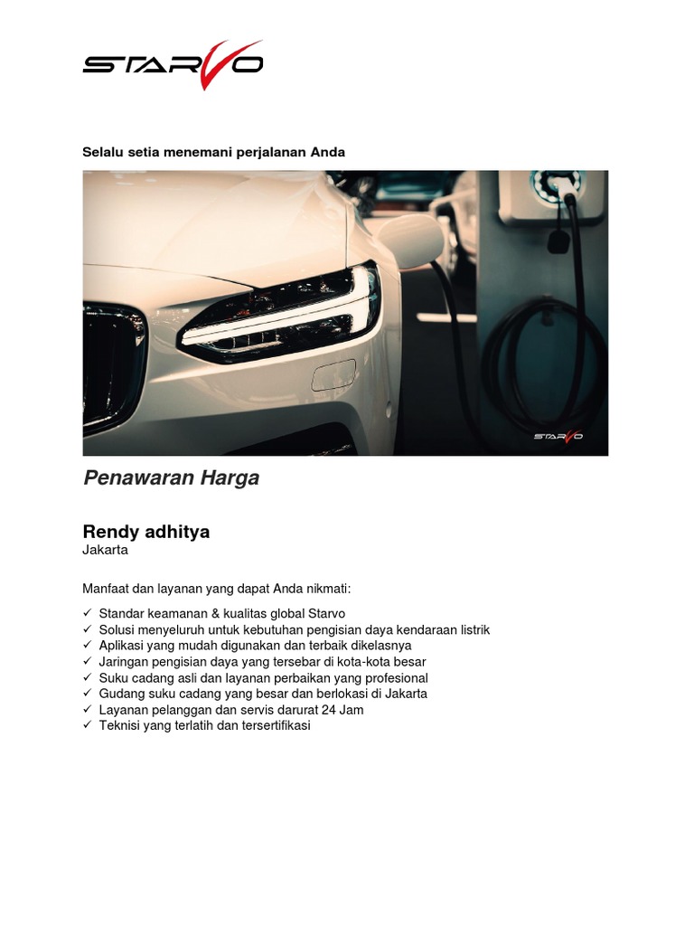Penawaran Harga Mesin EV Charger Starvo | PDF