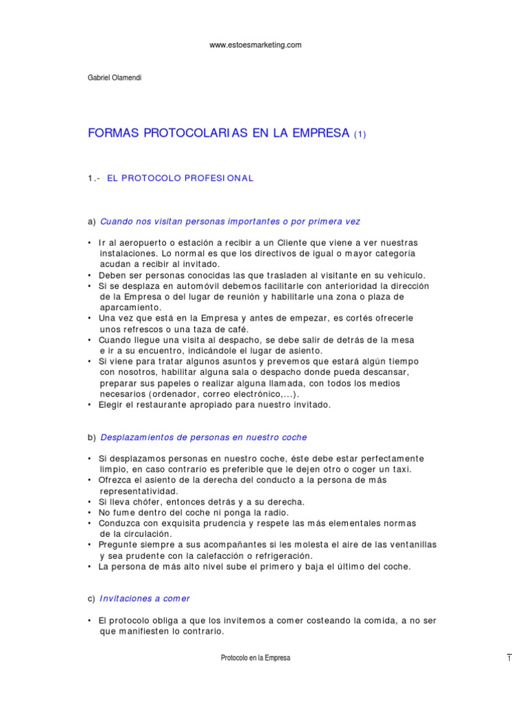 Protocolo en La Empresa - 2 | PDF | Cena | Hotel