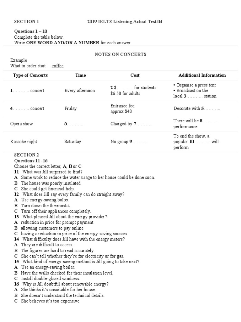 2019 Ielts Listening Actual Test 04 Pdf Energy Conservation