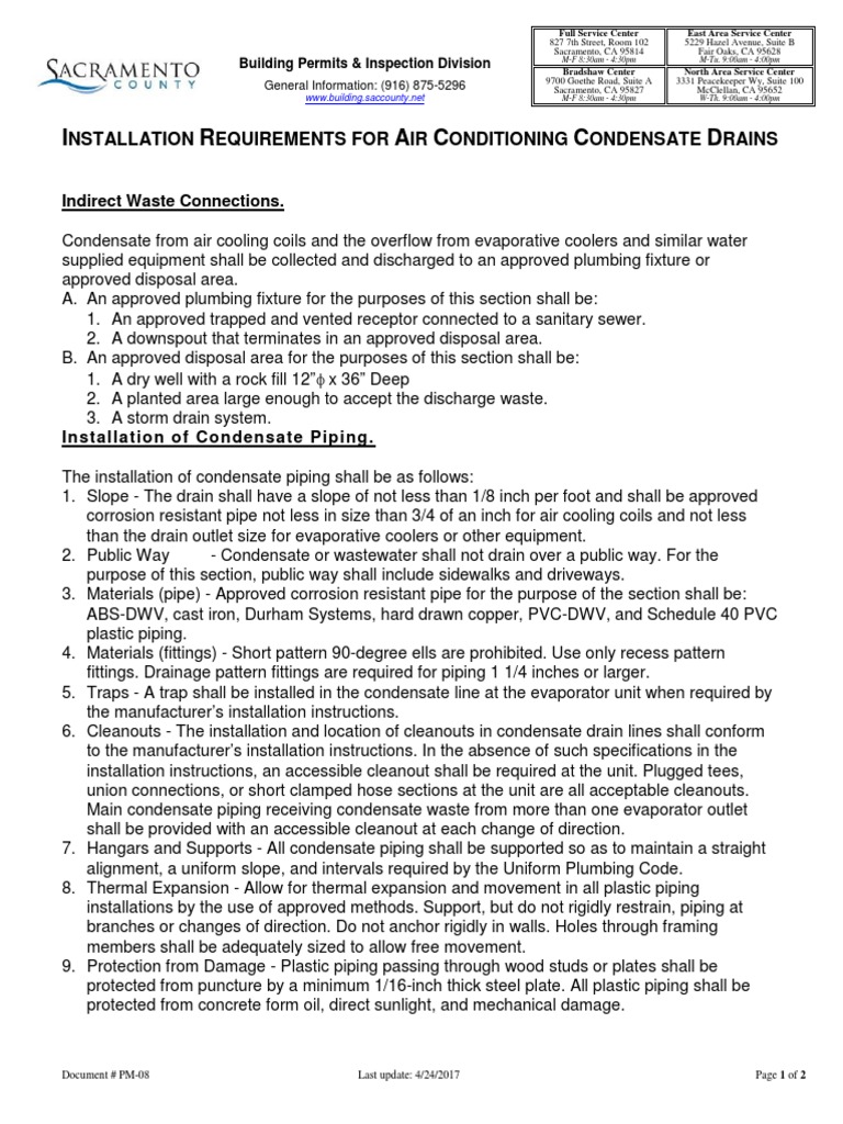 Installation Requirements For Air Conditioning Condensate Drains PDF