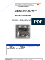 Informe de Hermetizado y Tapizado de Cabina Cat #793-175