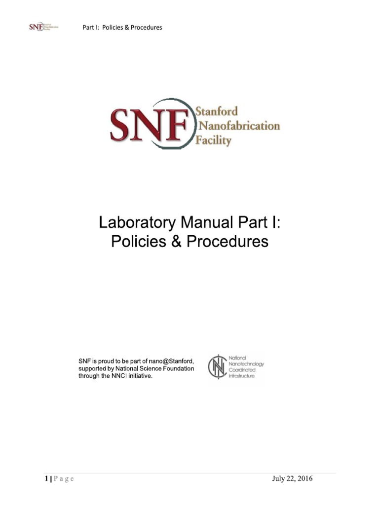 Lab policies and procedures manual standford PDF
