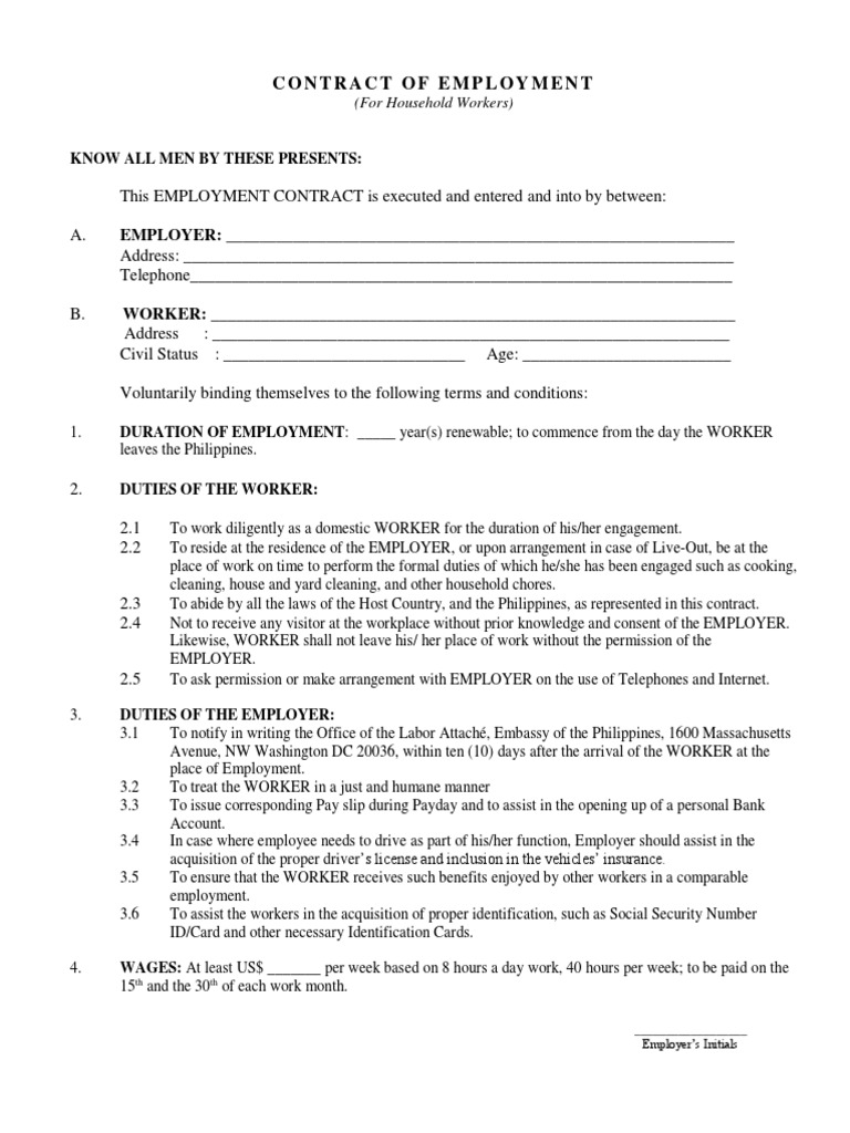 Standard Employment Contract for Workers | PDF | Employment | Justice