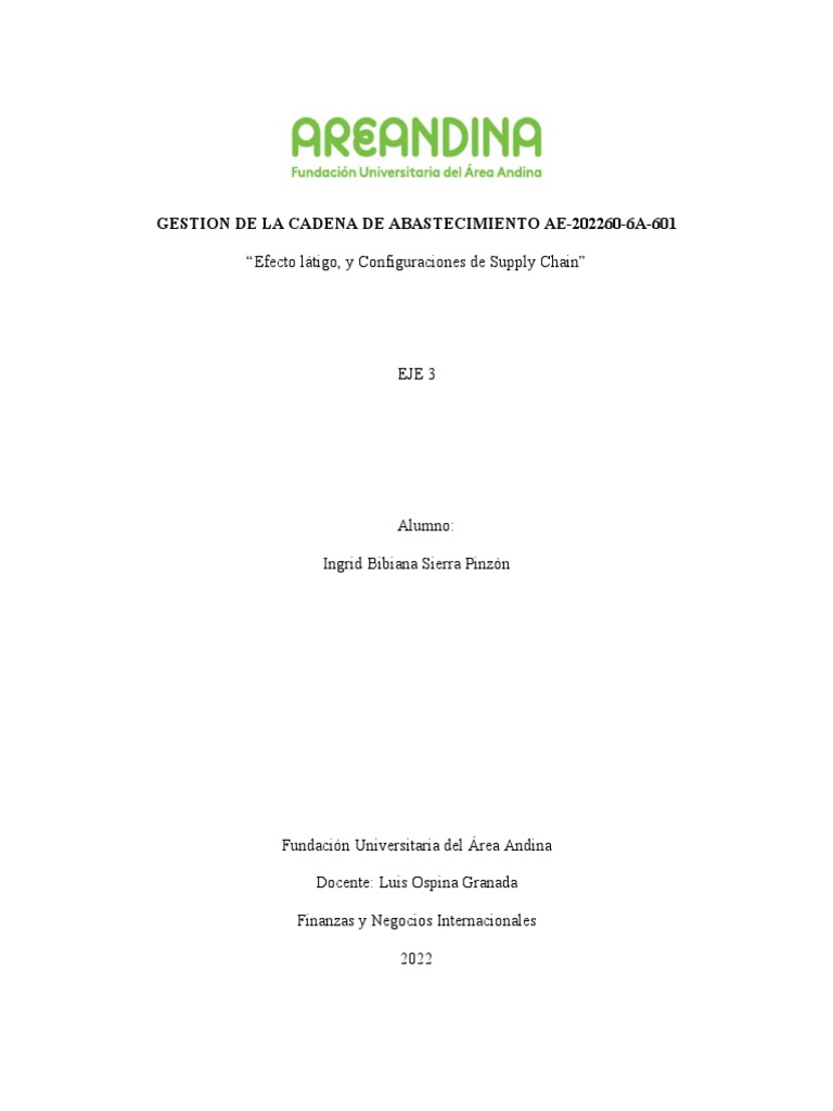 Gestion de La Cadena de Abastecimiento Eje 3 | PDF | Logística | Economias