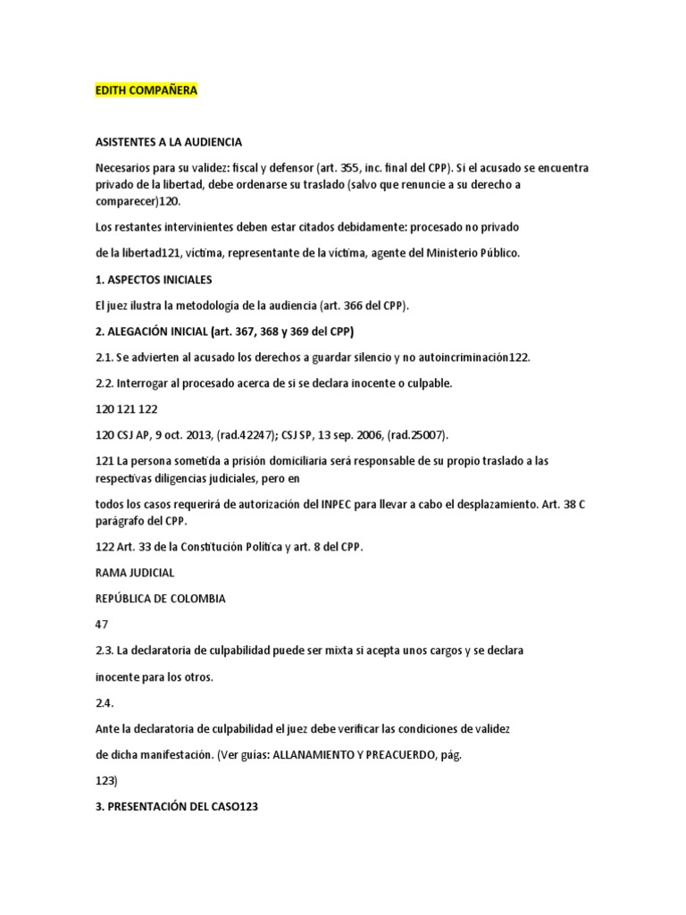 Guion para Audiencia de Juicio Oral | PDF | Testigo | Testigo experto