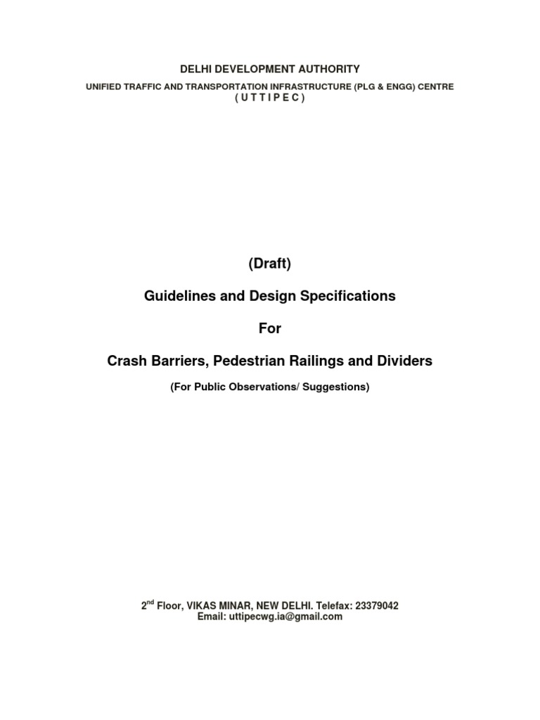 Guidelines-Crash Barrier - Pedestrian Railing & Divider | PDF | Traffic ...