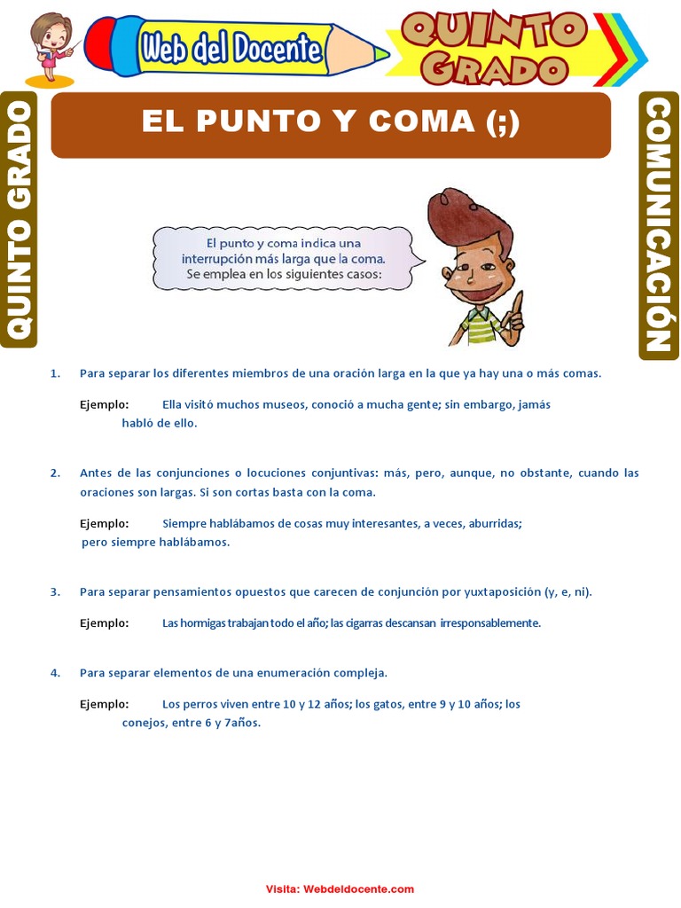 Hojas De Trabajo Con Punto Y Coma Ficha De Actividad: Uso De Comas