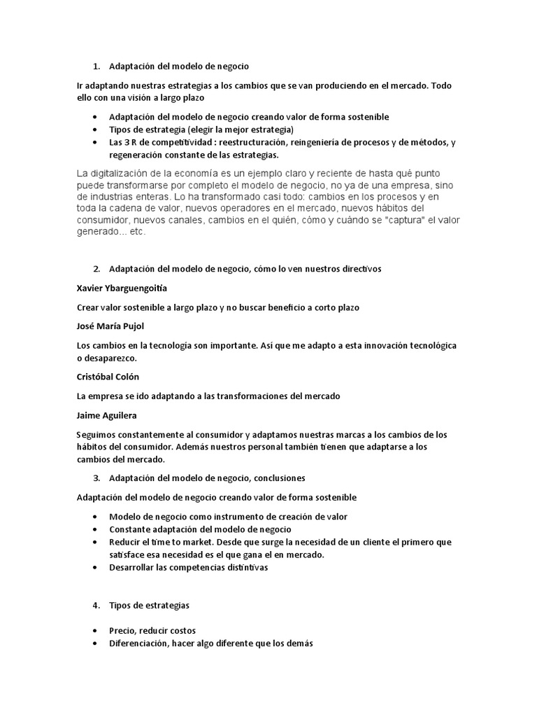 Estrategias para Adaptar Modelos de Negocio | PDF | Modelo de negocio ...