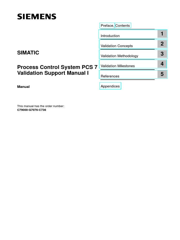 1 2 3 4 5 Process Control System PCS 7 Validation Support Manual I ...