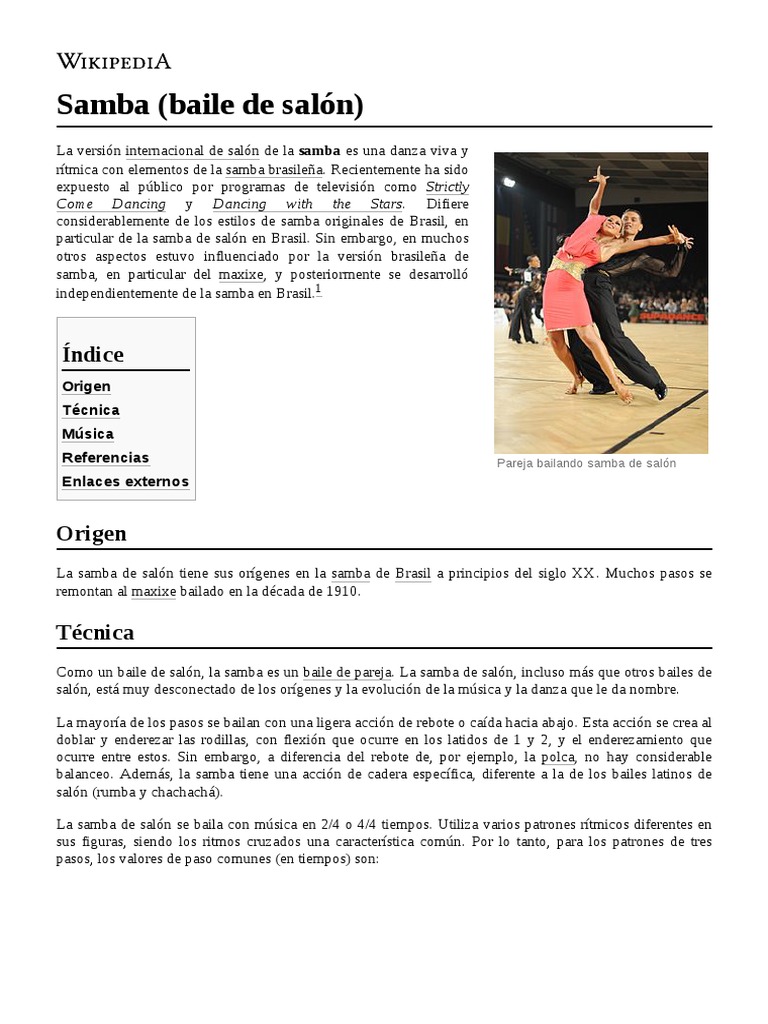 Samba (Baile de Salón) | PDF | Bailes | Baile social