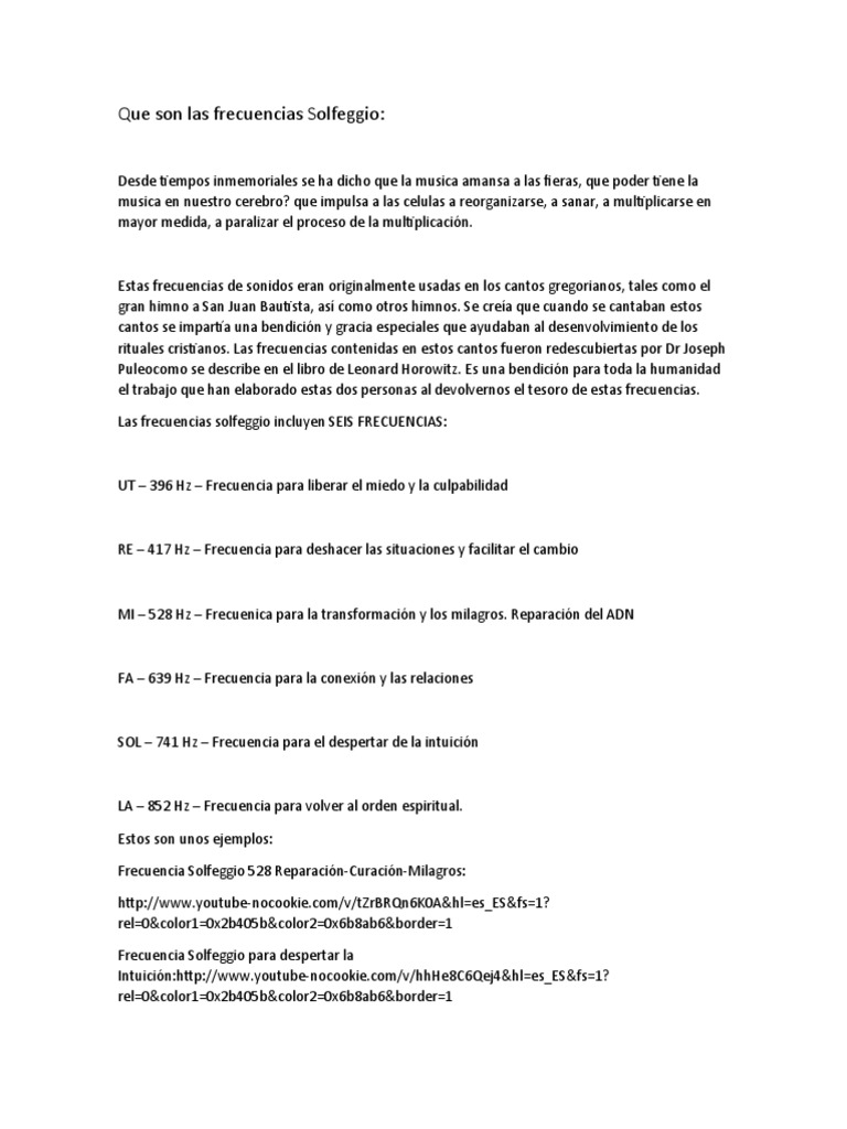 Frecuencias Solfeggio y sus Beneficios | PDF