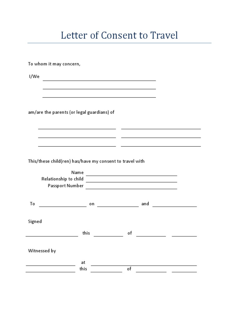 Child Travel Consent Letter Template | PDF | Self-Improvement