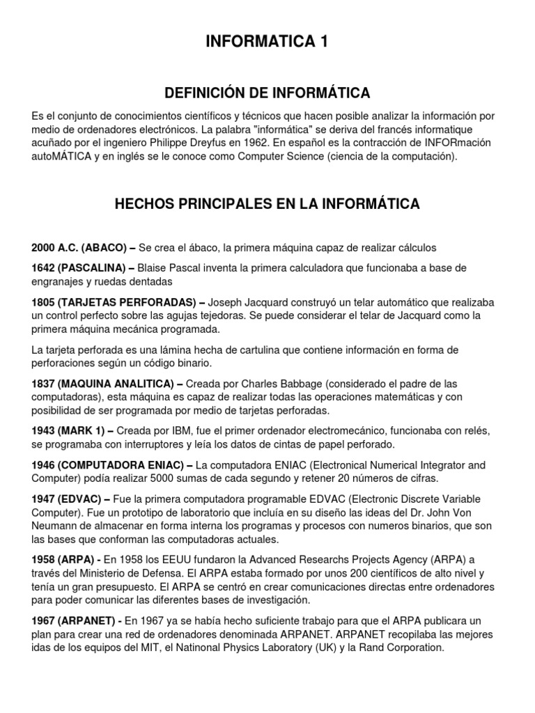 Introducción a la Informática 1 | PDF | Periférico | Hardware de la ...
