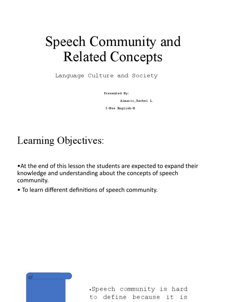 Understanding Speech Communities | PDF | Community | Cognitive Psychology