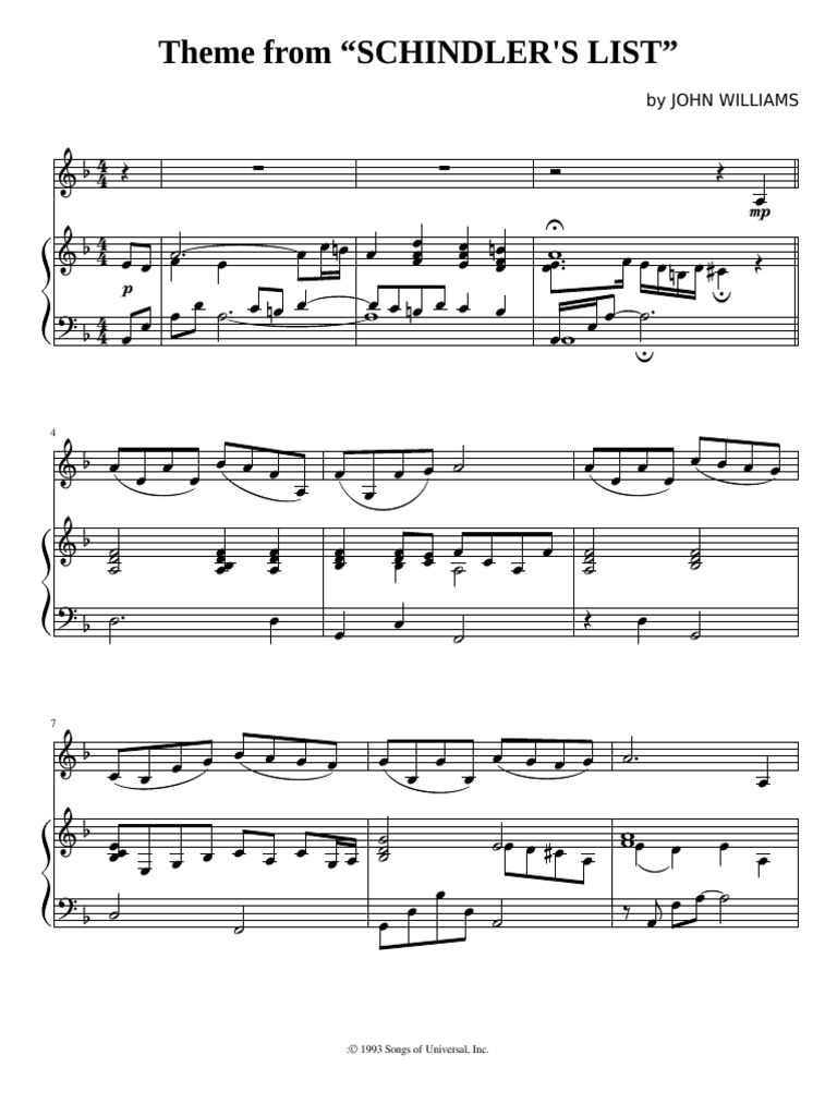Schindlers List - John Williams Partie Piano | PDF