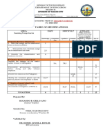 !science7 Table of Specifications